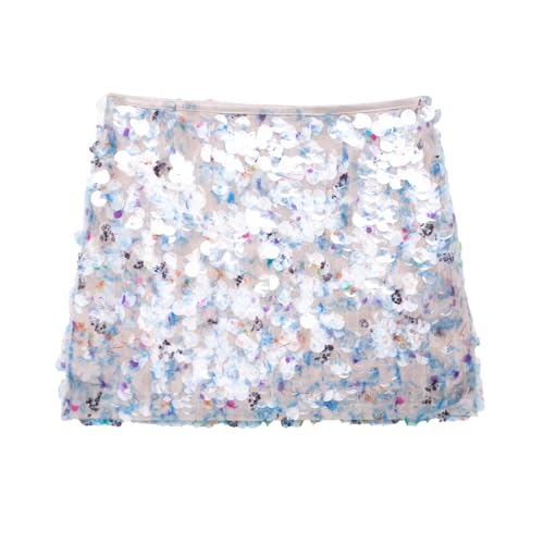 Women's Stylish Sequinned Mini Skirt, Shimmering Embellished Material with Invisible Side Zipper & Lining