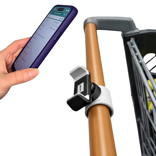 Maxby Shopping Cart Phone Holder Mount for Grocery & Supermarket Carts | Flexible Handlebar Clamp | Hands Free Cart Phone Mount for Lists, Coupons & Delivery Apps