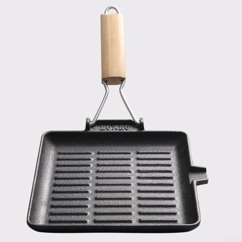 ComfyHarbor Gusseisen-Steakpfanne, vorgebrannt, 27,9 cm, quadratisch, mit klappbarem Griff, für Familienfeiern und Kochen im Freien