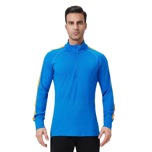 100% Merino Wool Base Layer Mens - Wool Half Zip Sweater Men - Merino Quarter Zip Wool Sweater Lite