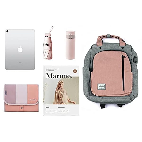 Wind Took Mochila Portatil de Hasta 15.6 Pulgadas Mochila Unisex Impermeable,con Puerto USB Mochila de Hombre y Mujer para Trabajo Viaja Diario Gris y Rosa