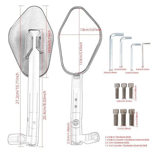 Espejos retrovisores moto Benelli CNC universales de 8mm y 10mm con acabado aterciopelado 3