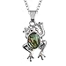Produktbild Kiara Jewellery Halskette mit Frosch-Anhänger mit natürlichem grünem Paua-Abalone-Muschel auf 45,7 cm langer Kette Silberfarbene rhodinierte Oberfläche.