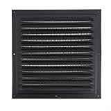 Pumixiy Lüftungsgitter aus Aluminiumlegierung, 250 x 250 mm, Metallgitter für Wandlüftung, Außenluftauslass mit Nylon-Netz, Schwarz