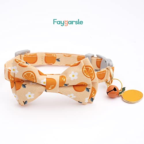 Faygarsle 2 Pack Cute Cat Collar With Bell Breakaway Bowtie Cat Collar For Male Female Cats Soft Fancy Orange Yellow Cat Collar Pineapple Orange Pattern Summer Cat Collar For Boy Girl Cats #TOP4