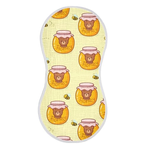 Baby Burp Cloths, Soft Absorbent Burping Cloths for Babies, Cotton Milk Spit Up Rags, Large Size for Newborns, Baby Boys and Girls (Honey Jar Bear Pattern)