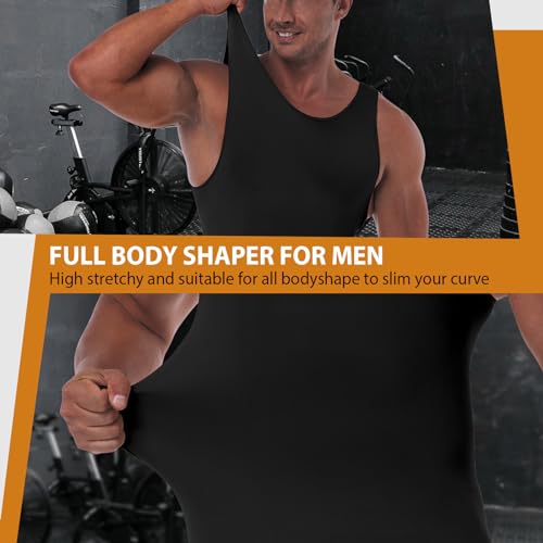 Gleefeat Body masculino modelador de abdômen modelador de corpo inteiro compressão emagrecedor sem m