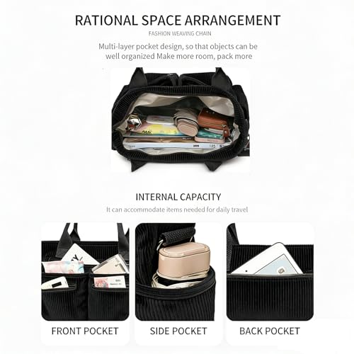 Bolso tote de pana para mujer con varios bolsillos miniatura 5