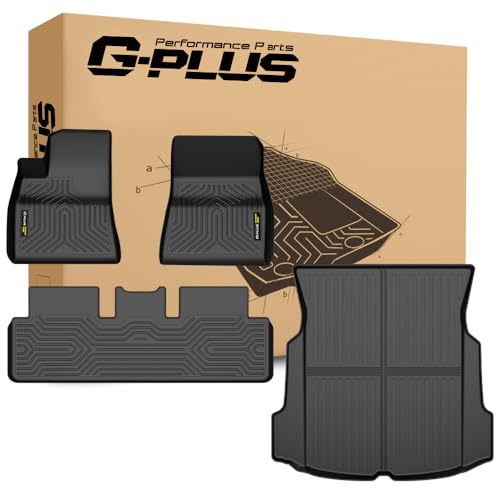 G-PLUS Floor Mats & Cargo Liner Compatible with Tesla Model 3 2017-2023 All Weather Full Cover Protection TPE Car Floor Mats Black 2017-2023|Fit Tesla Model 3|4PCS