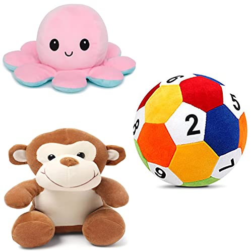 Image of Babique Octopus Sitting Plush Soft Toy Cute Kids Animal Home Decor Boys /Girls (17 cm) & Ball Soft Toy Stuffed Plush Ball Kids Birthday Gift 26 cm & Sitting Monkey Plush Soft Toy 28 cm