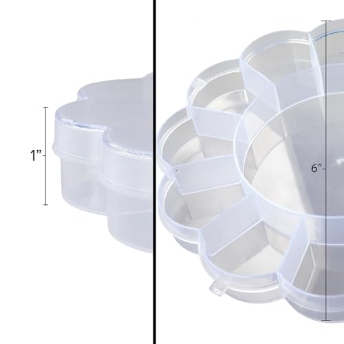 Image of Craft County Plastic Floral Pattern Flip Top 12 Compartment Bead Organizer for Jewelry Making and Crafts - Clear