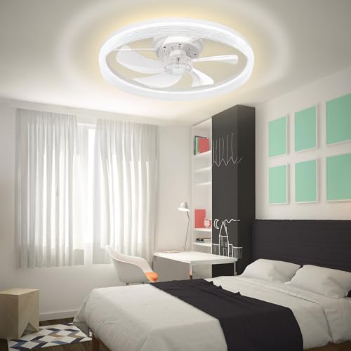 Ltemziiy Ceiling Fans with Lights and Remote, 19.7" Low Profile Flush Mount Ceiling Fan 6 Wind Speeds Enclosed Reversible DC Motor 3 Colors Temperature Dimmable, White by Ltemziiy - Image 7