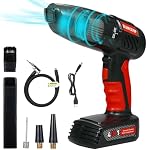 4-in-1 Nettoyeur à vide de voiture portatif haute puissance,150PSI Gonflateur de pneus sans fil Portable Air Pompe avec affichage numérique de pression de pneus avec LED Lumière, Accessoires de voiture sans fil pour hommes Femmes