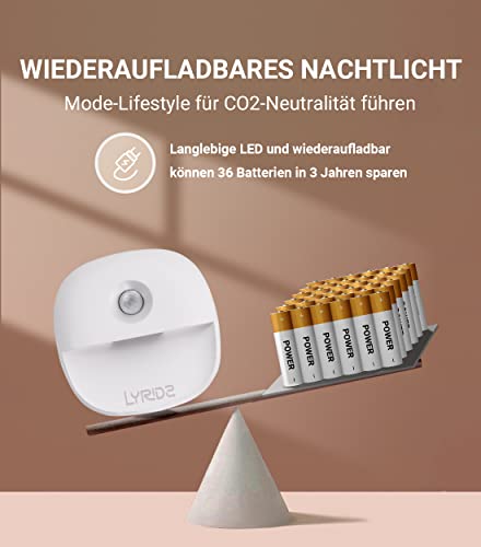 Lyridz Aufladbares Nachtlicht mit Bewegungsmelder 3 Stk, inkl. Magnetplatte – Bild 2