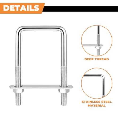 4 Stück Bügelschraube,M8 70 X 110 mm U Bügel Mit Gewinde,Edelstahl U Bügel Schrauben mit Muttern für Installation Ist Stabil Zurrbügel