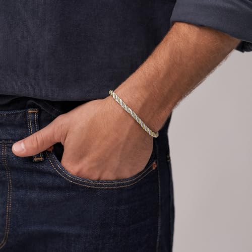 Image of Fossil Men's Plated Stainless Steel Engravable Personalized Gift ID, Chain or Cuff Bracelet for Men