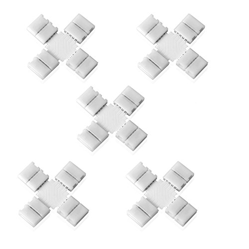 Sienoc 5 PK tira del RGB conector conectores de esquina cruciforme clic LED SMD adaptador de conector rápido