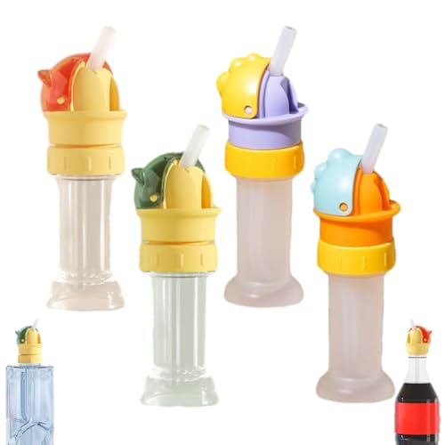 Kids Water Bottle Spout Conversion Cap with Straw, Reusable Children Beverage Water Bottle Straw Lid, Flip Top Universal Spout Lid Converter, Spill-Proof Replacement Top (All)