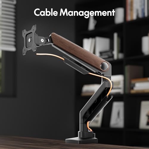 Image of FlexiSpot Ultrawide Monitor Arm, Monitor Stand for 17 to 49 inch Screens Holds up to 44 Lbs, Adjustable Gas Spring Arm with C Clamp & Grommet Base for Gaming Office, 75 /100 VESA Mount, Wood Grain