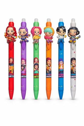 Image of KPOP Demon Gel Pen Set | Cute Cartoon Anime Gel Pens for Kids Girls Boys | Smooth Writing Black Ink Pens for School, Office & Gifts (Pack of 6)