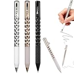 3PCS Metal Crinkle Fidget Pen,Black Gel Pens for Writing,0.5mm Retractable Handwriting Pens with Stylus Tip,Stylus Pen,Personalised Pen,Suitable for School and Office,Stress Relief Office Supplies