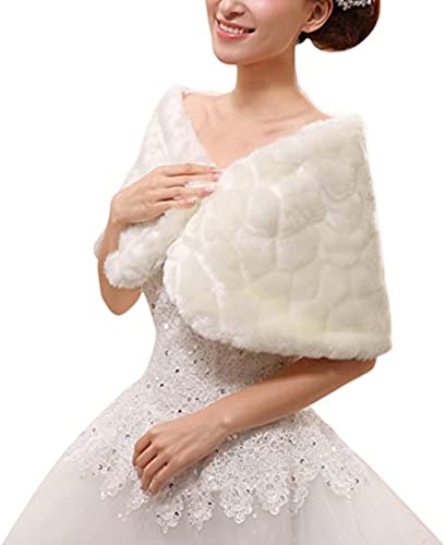 Women's Faux Fur Shawls and Wraps Bride Wedding Fur Stole Shrug Scarf Girls Winter Bridal Cape Cover Up Christmas Cloak Gift3