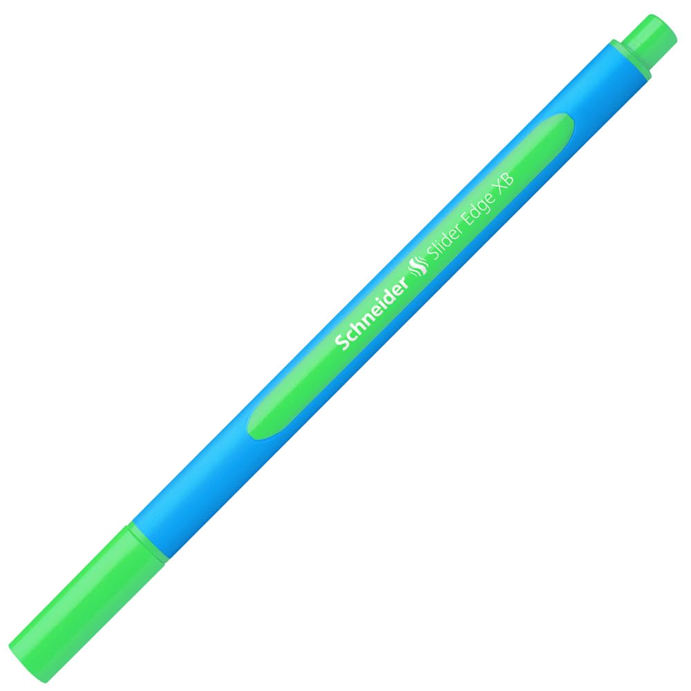 Schneider writing instruments ballpoint pen Slider Edge, cap model, XB, green, barrel color: cyan-green, 1-pack