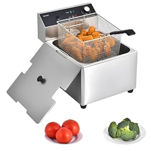 Commercial Deep Fryer with Basket, 1700w 11.6Qt 0.6mm Thickened Stainless Steel Countertop Electric Fryer for Home and Commercial Use, Oil Fryer with Double Overheat Protection