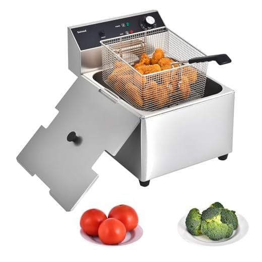 Commercial Deep Fryer with Basket, 1700w 20Qt 0.6mm Thickened Stainless Steel Countertop Electric Fryer for Home and Commercial Use, Oil Fryer with Double Overheat Protection