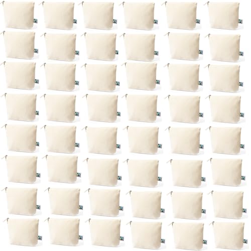 ADRI - 50 Estuches Neceser para Regalar, Bolsa con Cremallera de algodón para Pintar o Personalizar. 23 x 17 x 6 cm. Bolsas Neceser de Viaje (Beig, 50)