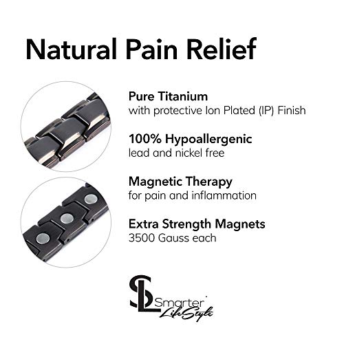 Smarter Lifestyle Titanium Magnetic Therapy Bracelet And Necklace Bundle (Gunmetal Gray) #TOP1