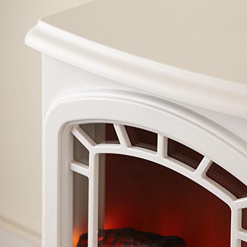 e-Flame USA Aspen Freestanding Electric Fireplace Stove - 3-D Log and Fire Effect (White)