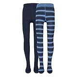 Ewers Baby- und Kinderstrumpfhose 2er Pack für Jungen und Mädchen Streifen und uni, MADE IN EUROPE, Strumpfhose Baumwolle, Doppelpack