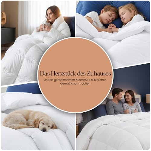 Utopia Bedding Bettdecke 200x200 cm, Ganzjahresbettdecke 280 GSM Füllung, Mikrofaser Steppdecke (weiß)