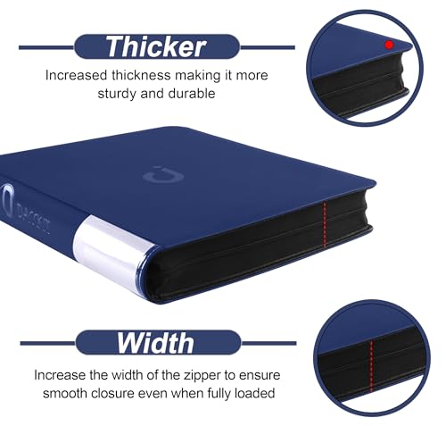 Image of Premium Card Binder 16 Pocket - Fits 1600 Cards,4X4 Ringless Card Album with Sleeves for Trading Cards & Sports Cards(Model C,Classic Navy Blue)