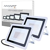 MIWATT 2x100W LED Warmweiß Ultra dünn Strahler Außen, 7200LM Superhell LED Fluter, IP68 Wasserdicht Außenstrahler Flutlicht, Flutlichtstrahler für Hof, Garage, Sportplatz