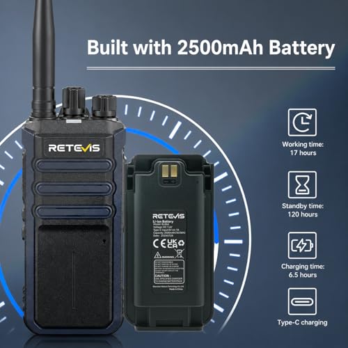 Image of Retevis RT86A GMRS Walkie Talkies Long Range (4 Pack), with EHK012 Foldable Two Way Radio Headset with Mic (2 Pack), NRR 29dB, Hearing Protection, Group Call, Easy Pairing, for Manufacturing Workshop
