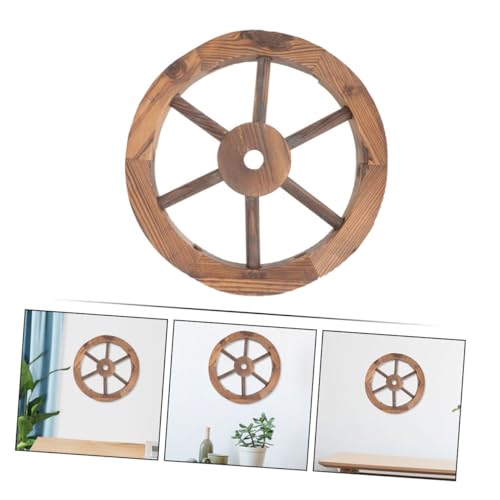 Roue de chariot bois HEMOTON pour décoration murale de jardin
