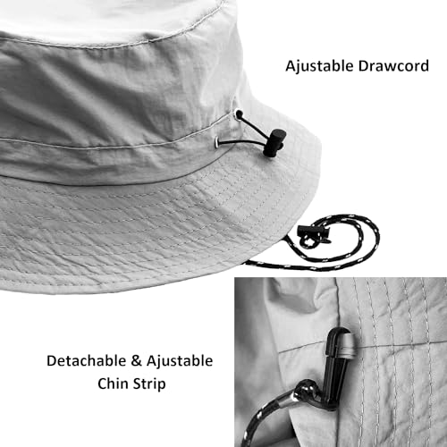 Image of woogwin Waterproof Bucket Rain Hat with Chin Strap Quick Dry Packable Boonie Sun Hat Safari Hat UV Protection