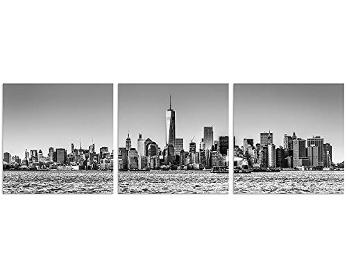 Tutubeer 3 Panel New York Skyline Wall Art New York City Skyline Black & White Prints On Canvas New York Canvas Black And White Cityscape The Picture Nyc City Picture For Home Decor,3Pcs/Set #TOP1