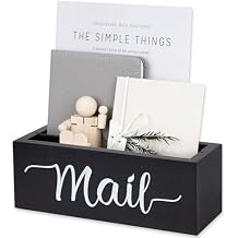 Desk Mail Organizer, Mail Organizer Countertop, Wood Desk Mail Storage Box, Envelop Holder for Home Office Black-2 slot