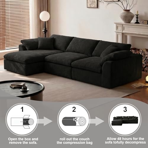 Image of 109 inch Modular Boneless Cloud Couch Sectional for Living Room