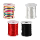 OATIPHO Cordón Trenzado de 2 MM para Manualidades Hilo para Pulseras y Abalorios 4 Rollos y para Bisutería y DIY