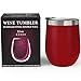 CHILLOUT LIFE 12 oz Stainless Steel Wine Tumbler with Lid - Double Wall Vacuum Insulated Wine Cup Glass Keeping Cold & Hot for Coffee, Champagne, Cocktails, Ice Cream - Powder Coated Red