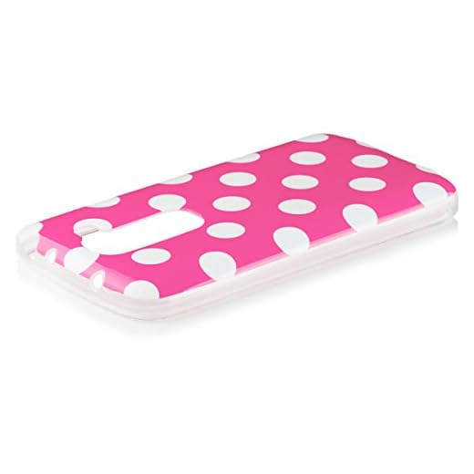 LG G2 Mini | iCues polkaprickigt fodral rosa | [skärmskydd ingår] hållbart mode skal sött glansigt fodral TPU-mönster kvinnor flicka