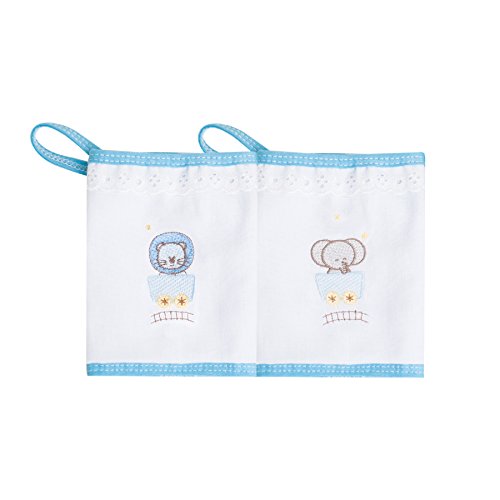 Paninho De Boca Bordados Papi Com Prendedor De Chupeta 40Cm X 40Cm 02 Un, Papi Textil, Azu