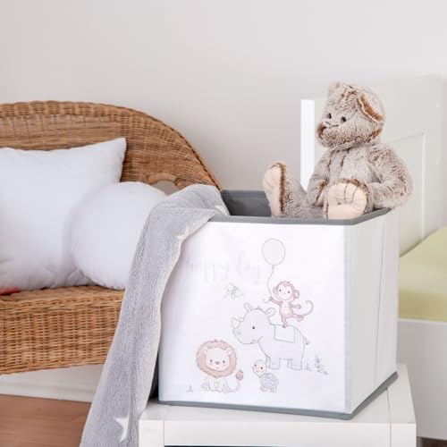 Herding babybest Aufbewahrungsbox Happy Day, ca. 30 x 30 x 30 cm, Aufbewahrung im Regal oder freistehend, 100% Polypropylen, Innen 100% Papier