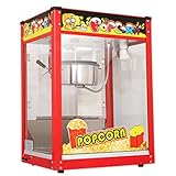 Kommerzielle Popcorn-Maschine, 1400W elektrischer automatischer Popcorn-Hersteller, Vintage-Kino mit Innenbeleuchtung, schneller Betrieb, gehärtete Glastüren, für Heimkino-Partys und Veranstaltungen.