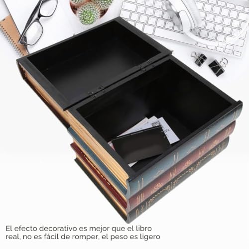 Miniatura 9 de Cajas De Libros Decorativas,Caja De Almacenamiento De Simulación Vintage,Caja De Caudales Camuflada,Libro Falsos Vintage De Estilo Europeo Para Decoración De Estantes Oficina Casa 15.9 20 Cm