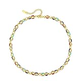 YixNahz Colorful Dainty Cuban Link Chain Necklace for Women Trendy, Y2k Preppy Jewelry Boho Chunky Choker Necklaces for Womens Teenager (Colorful - Chunky Chain)